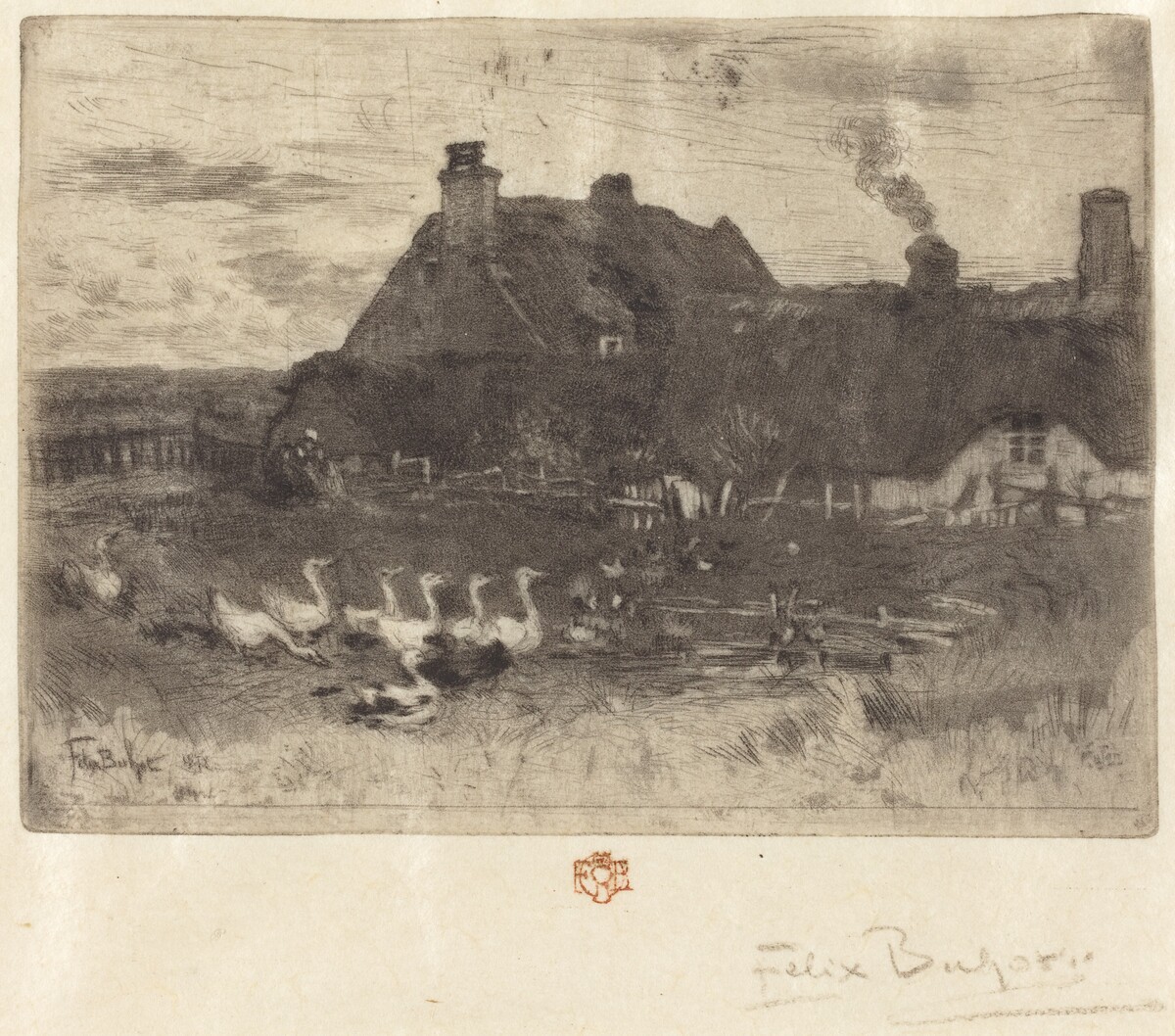 Les Petites Chaumières (Thatched Cottages--Small Plate) by Félix-Hilaire Buhot