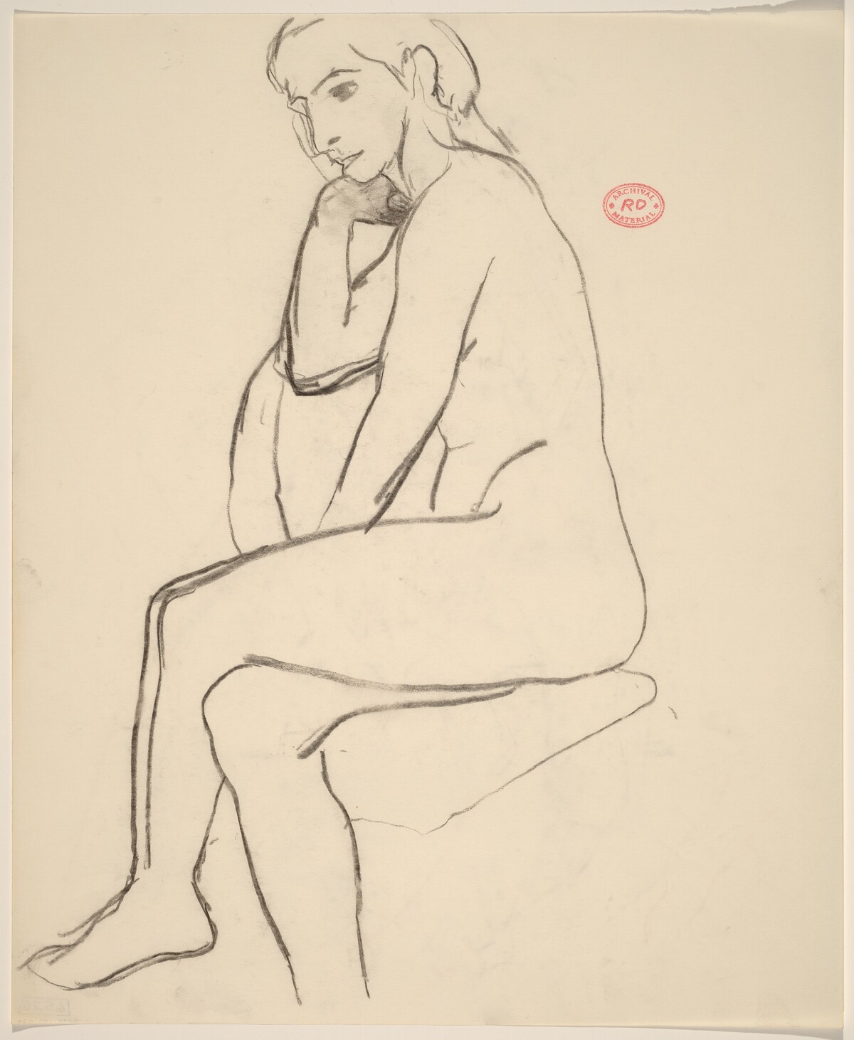 Untitled [seated female nude with crossed legs: side view] by Richard Diebenkorn