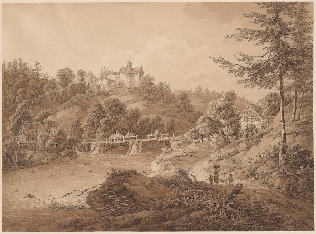 Rauenstein Castle Seen from the River's Edge by Adrian Zingg