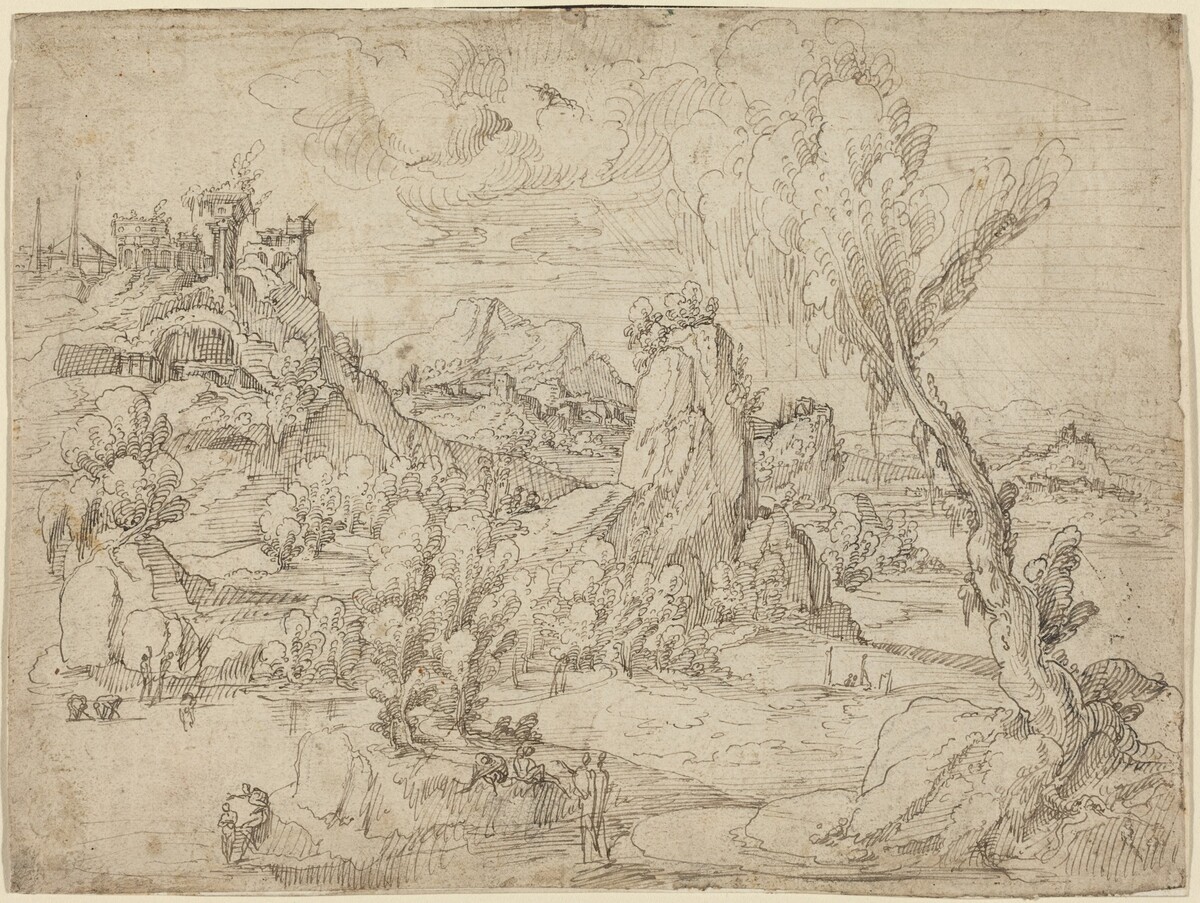 Landscape with the Baptism of Christ by Attributed to Pieter Cornelisz Kunst