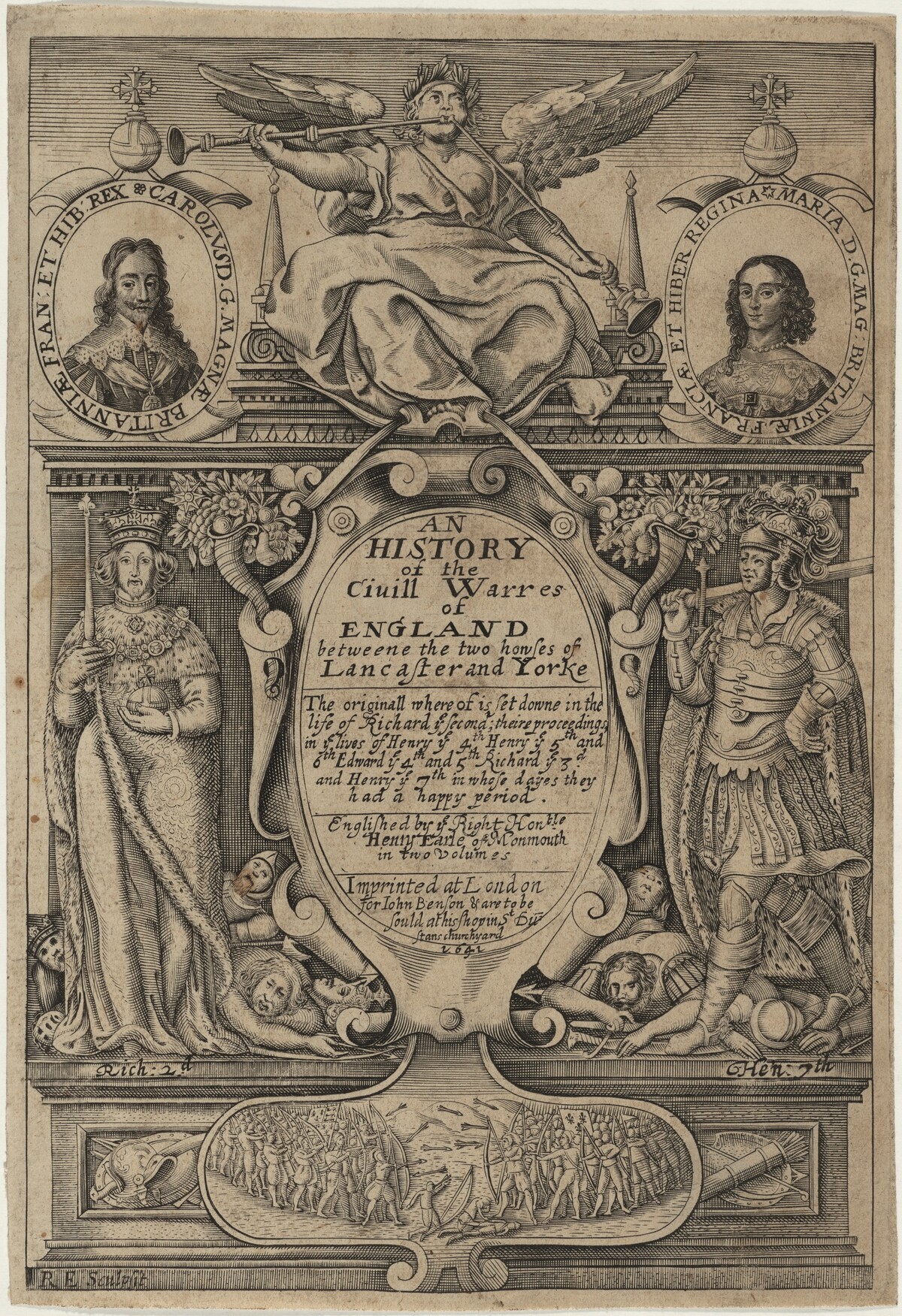 Title page, An History of the Civill Warres of England by Renold Elstrack