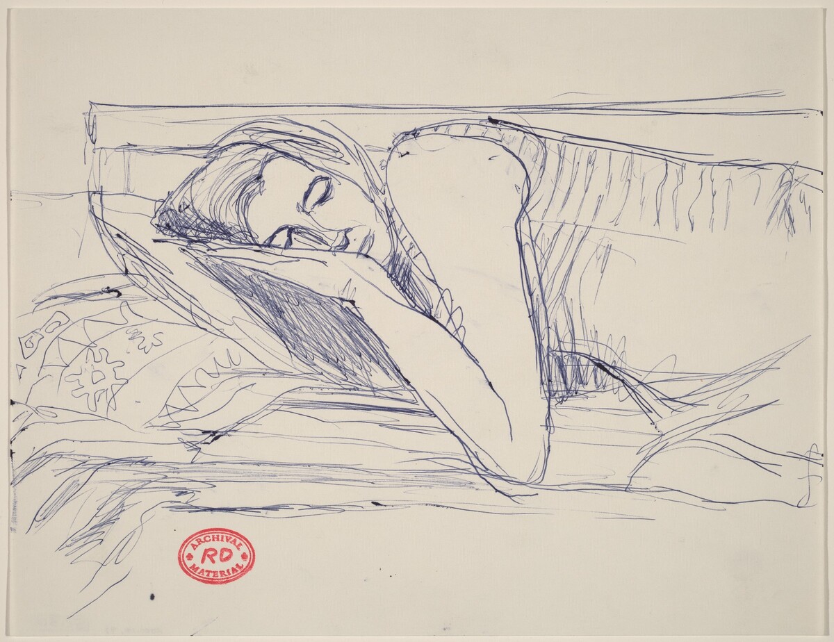 Untitled [woman sleeping with head on pillow] by Richard Diebenkorn