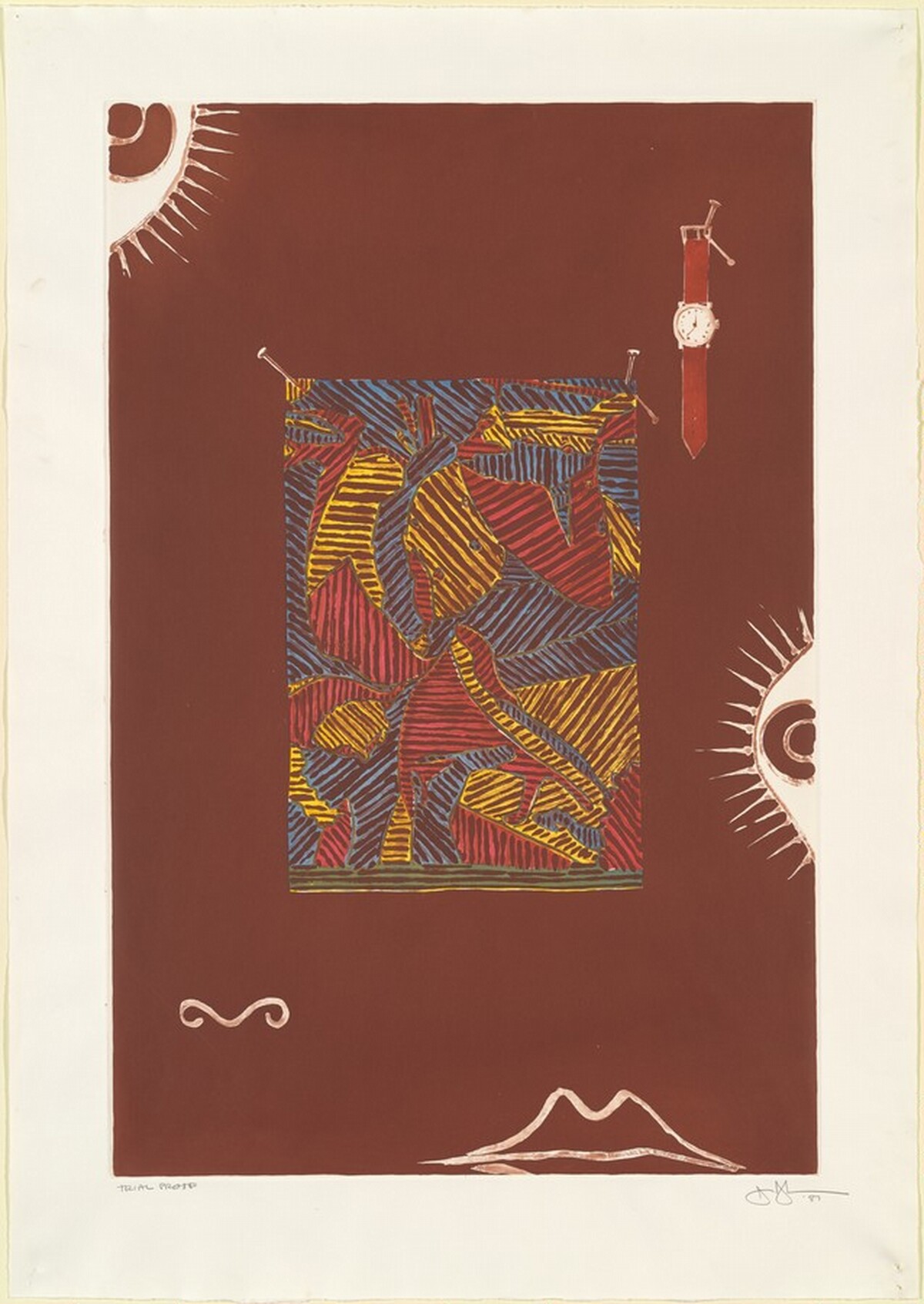 Face with Watch [trial proof] by Jasper Johns