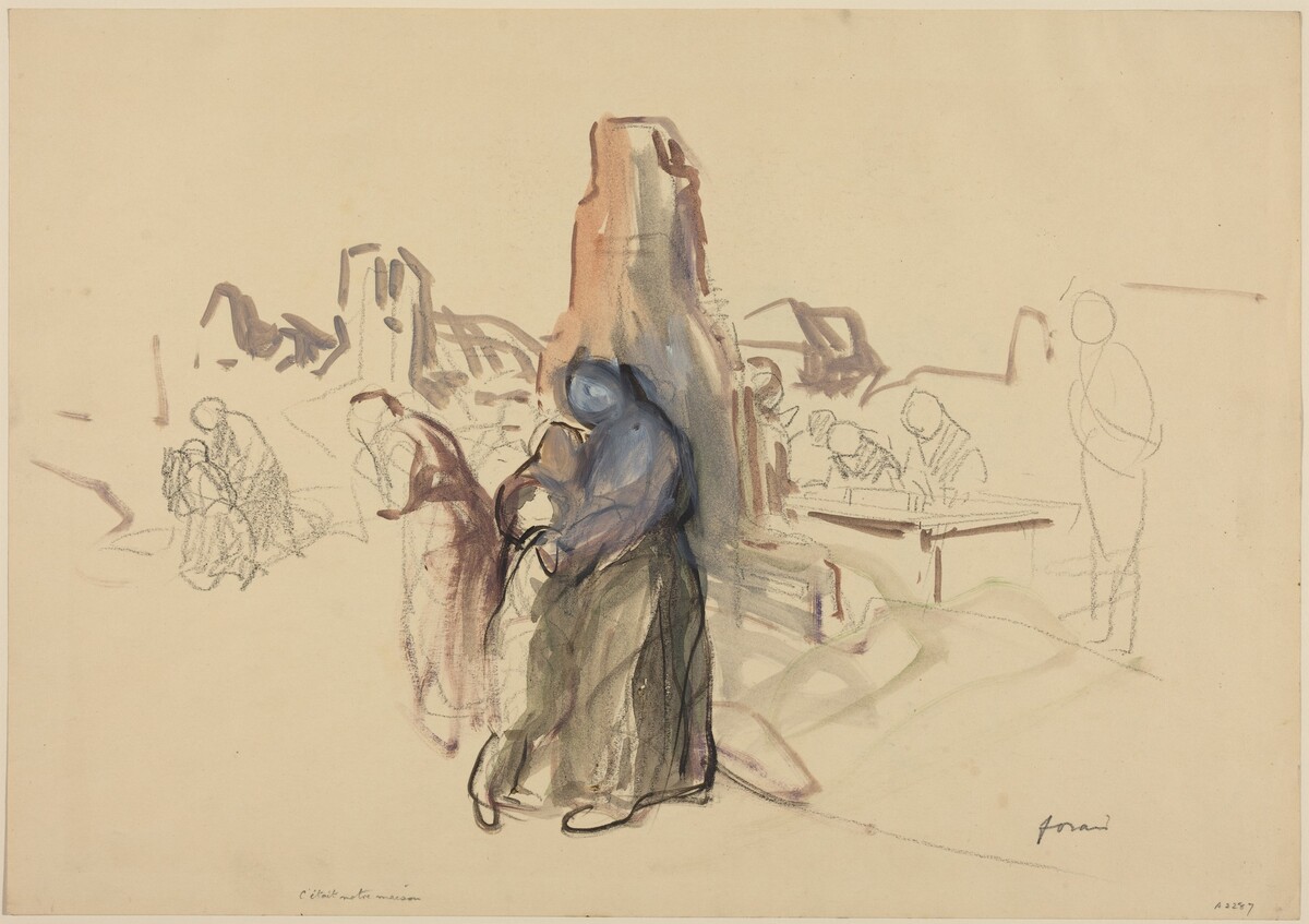 a) C'etait notre maison (recto); b) Refugees in a Landscape (verso) by Jean-Louis Forain