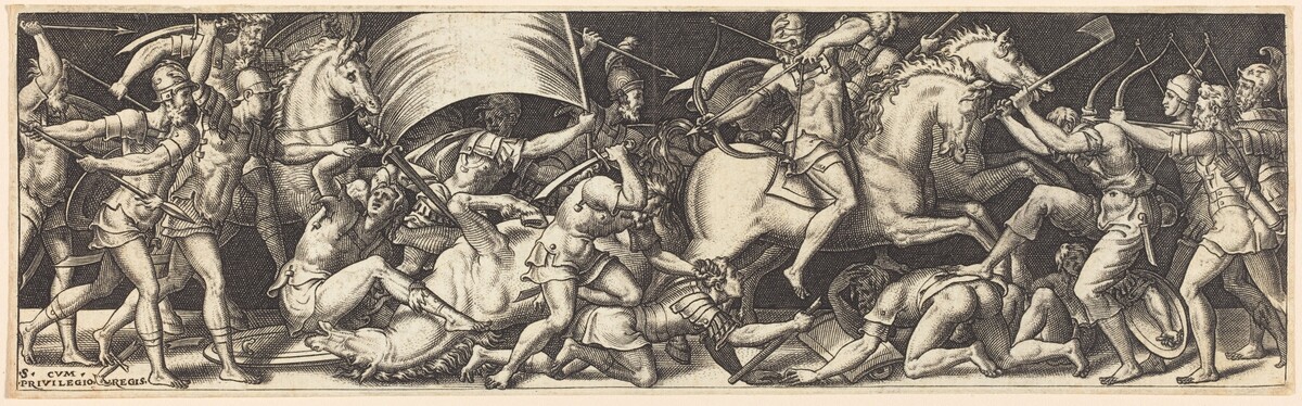 Battle of Horsemen and Foot Soldiers by Etienne Delaune