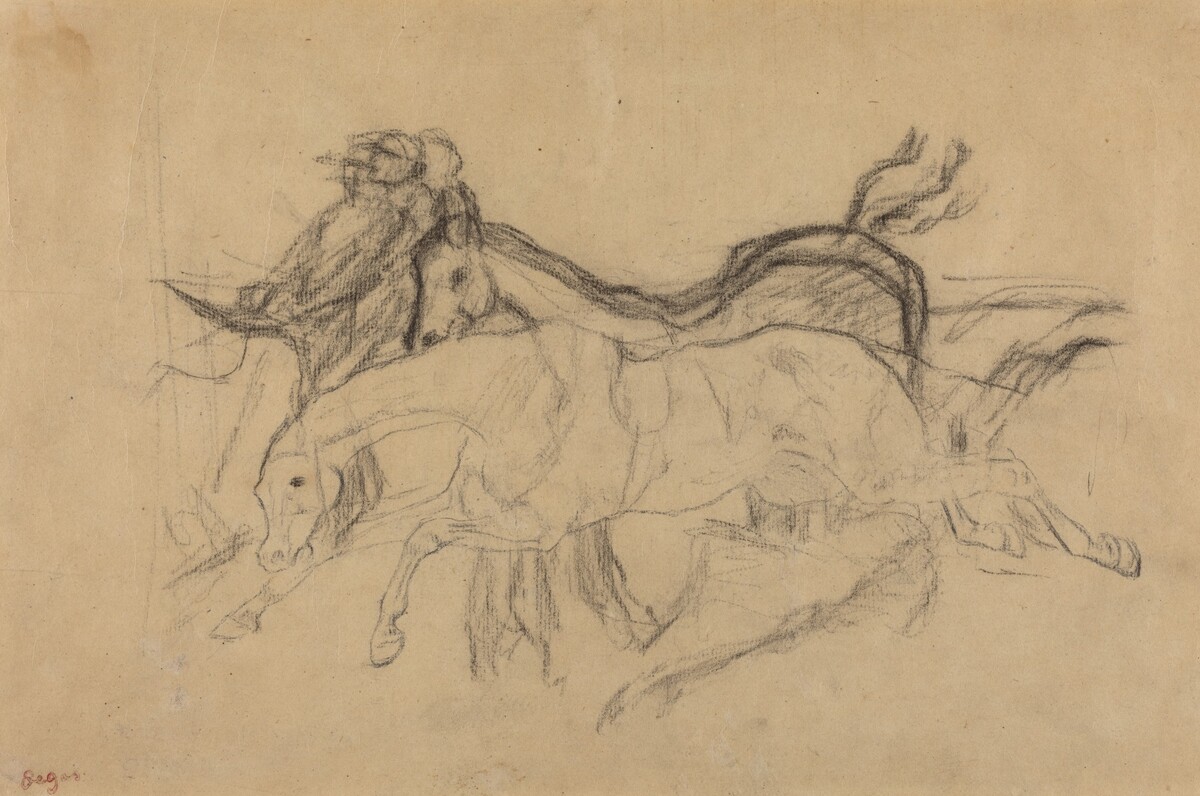Racehorses (study for "Scene from the Steeplechase: The Fallen Jockey") by Edgar Degas