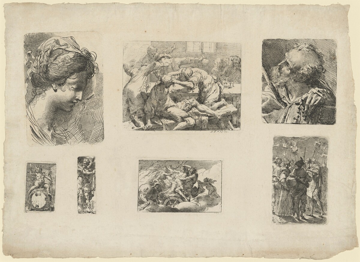 Sheet with Seven Etchings by Gaetano Gandolfi