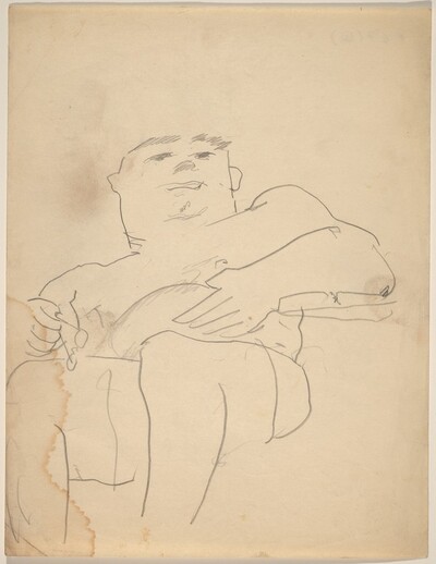 Seated Man Looking Down, Eyeglasses in Hand
