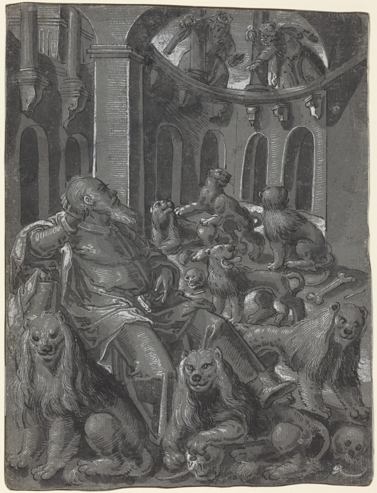 Daniel in the Lions' Den [recto] by German 16th Century