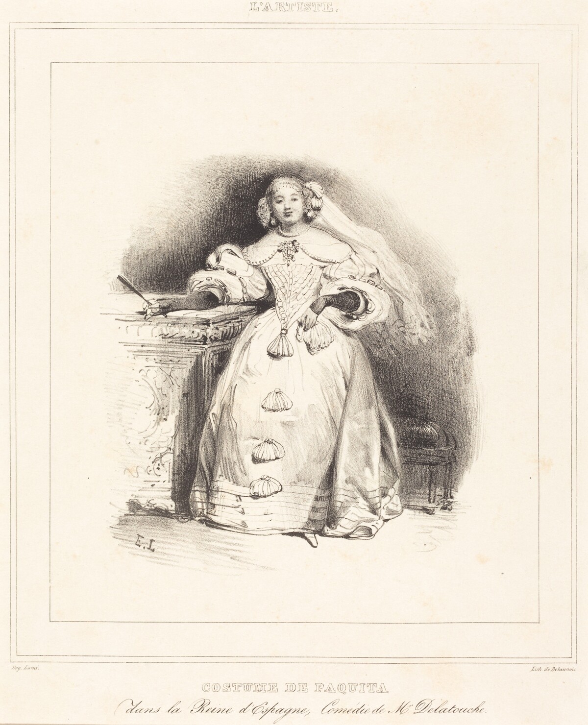 Costume de Paquita dans la Reine d'Espagne by Eugène Louis Lami