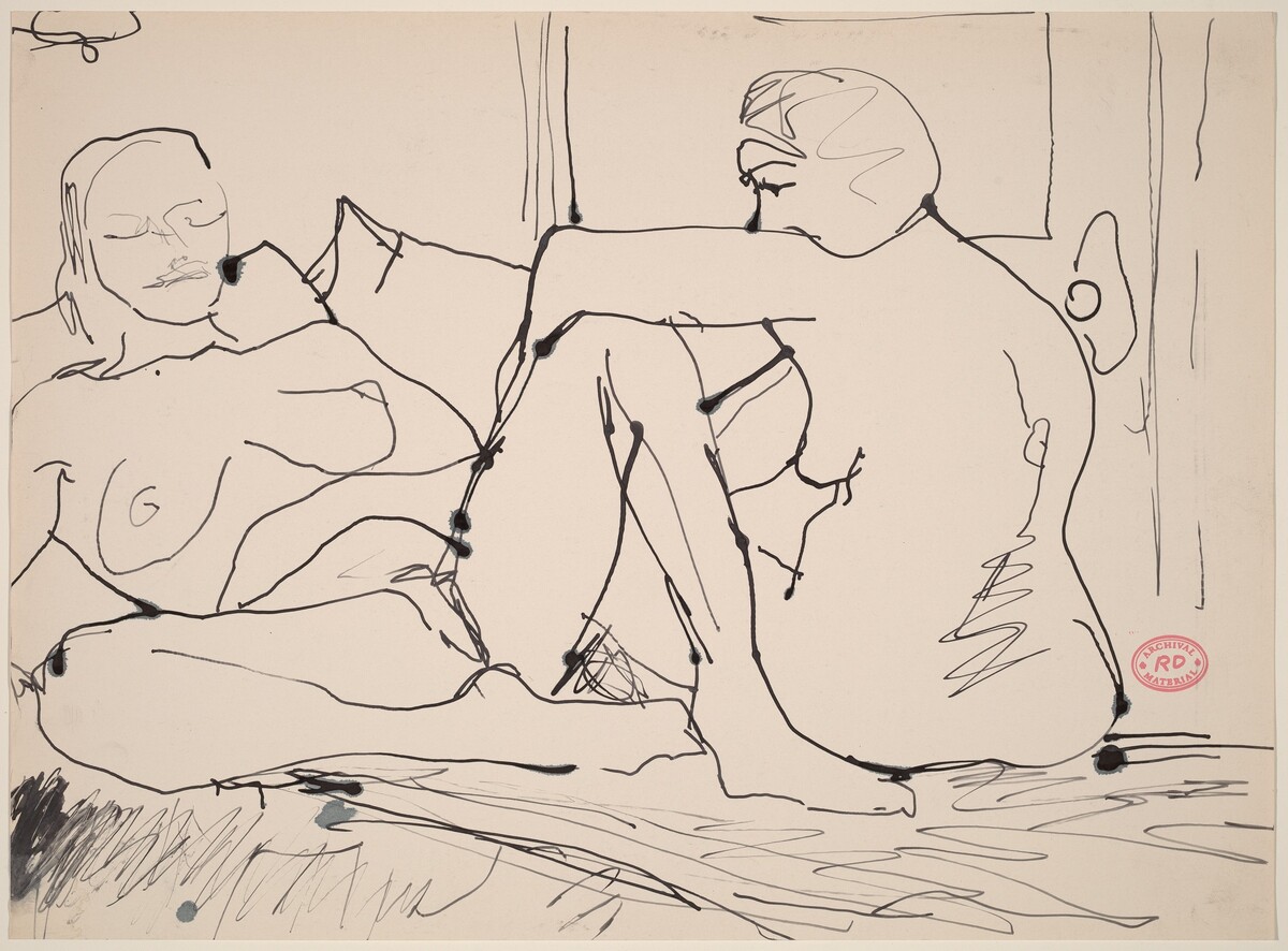 Untitled [female nude resting her arm on another's knee] by Richard Diebenkorn