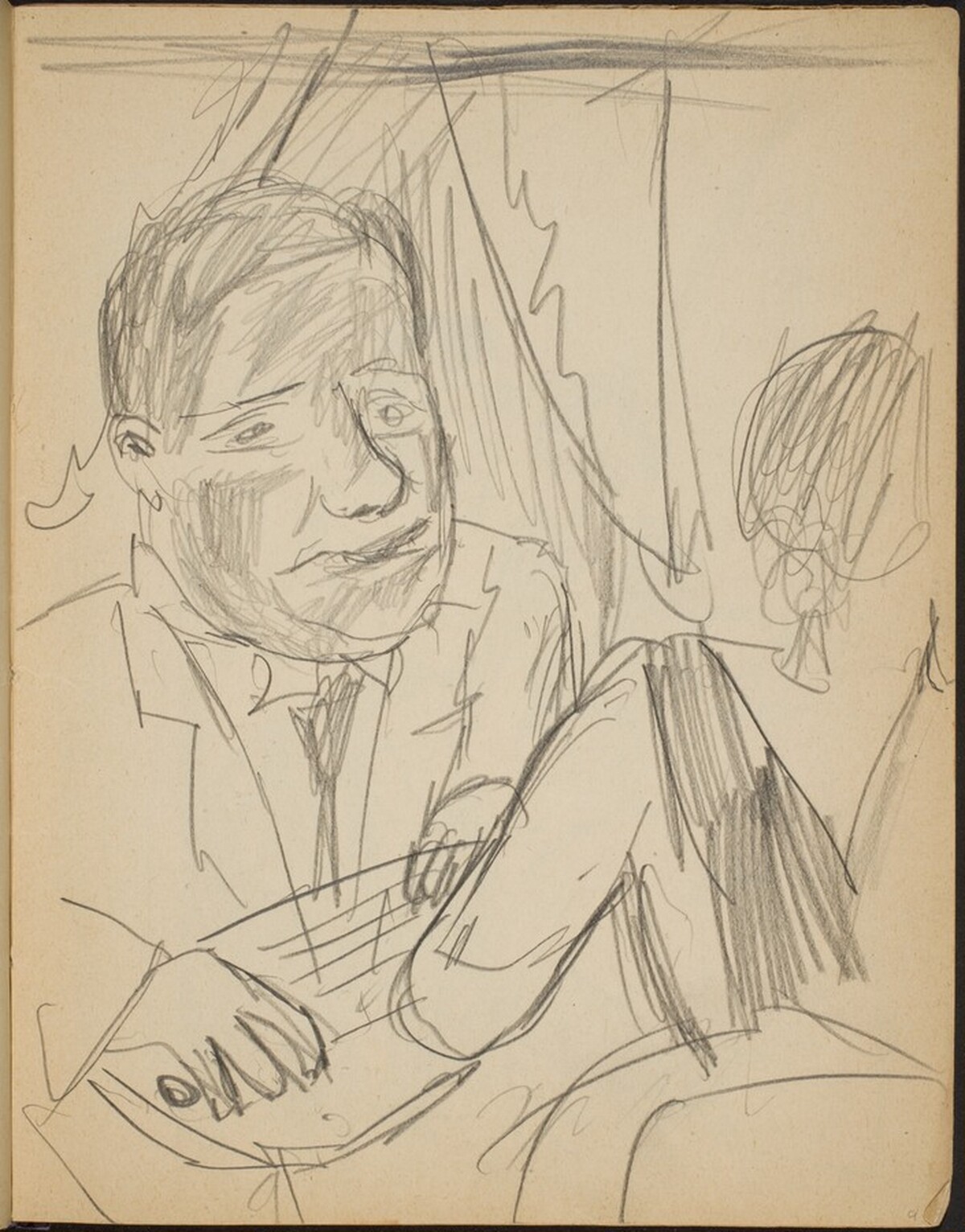 Paar, Mann mit Zither (Couple, Man Plays a Zithar) Conversing [p. 9] by Max Beckmann