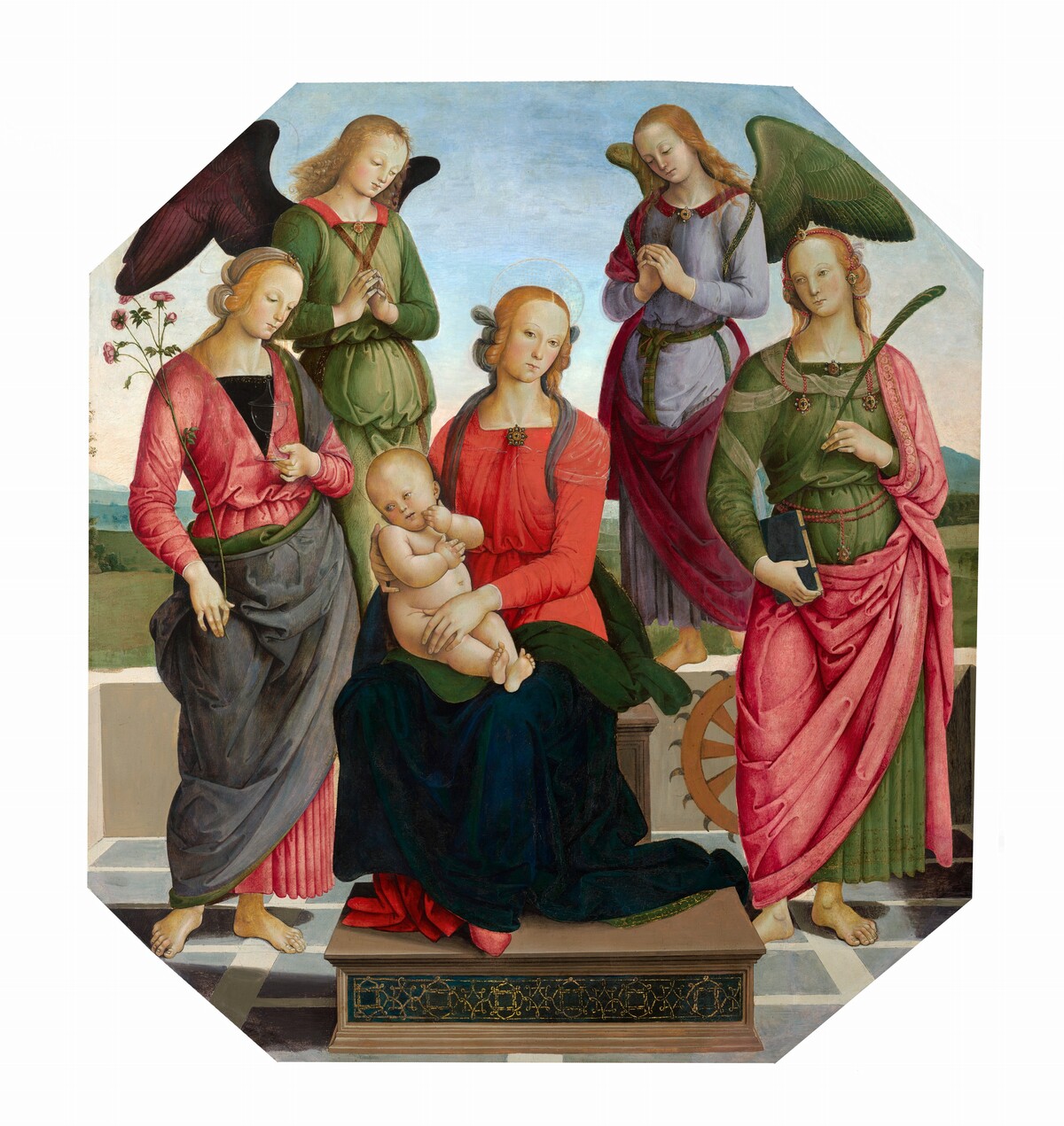 Madonna and Child with Two Angels, Saint Rose, and Saint Catherine of Alexandria by Workshop of Pietro Perugino