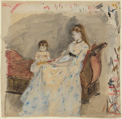 The Artist's Sister, Edma, with Her Daughter, Jeanne (recto); The Artist's Sister Edma Seated Outdoors (verso)