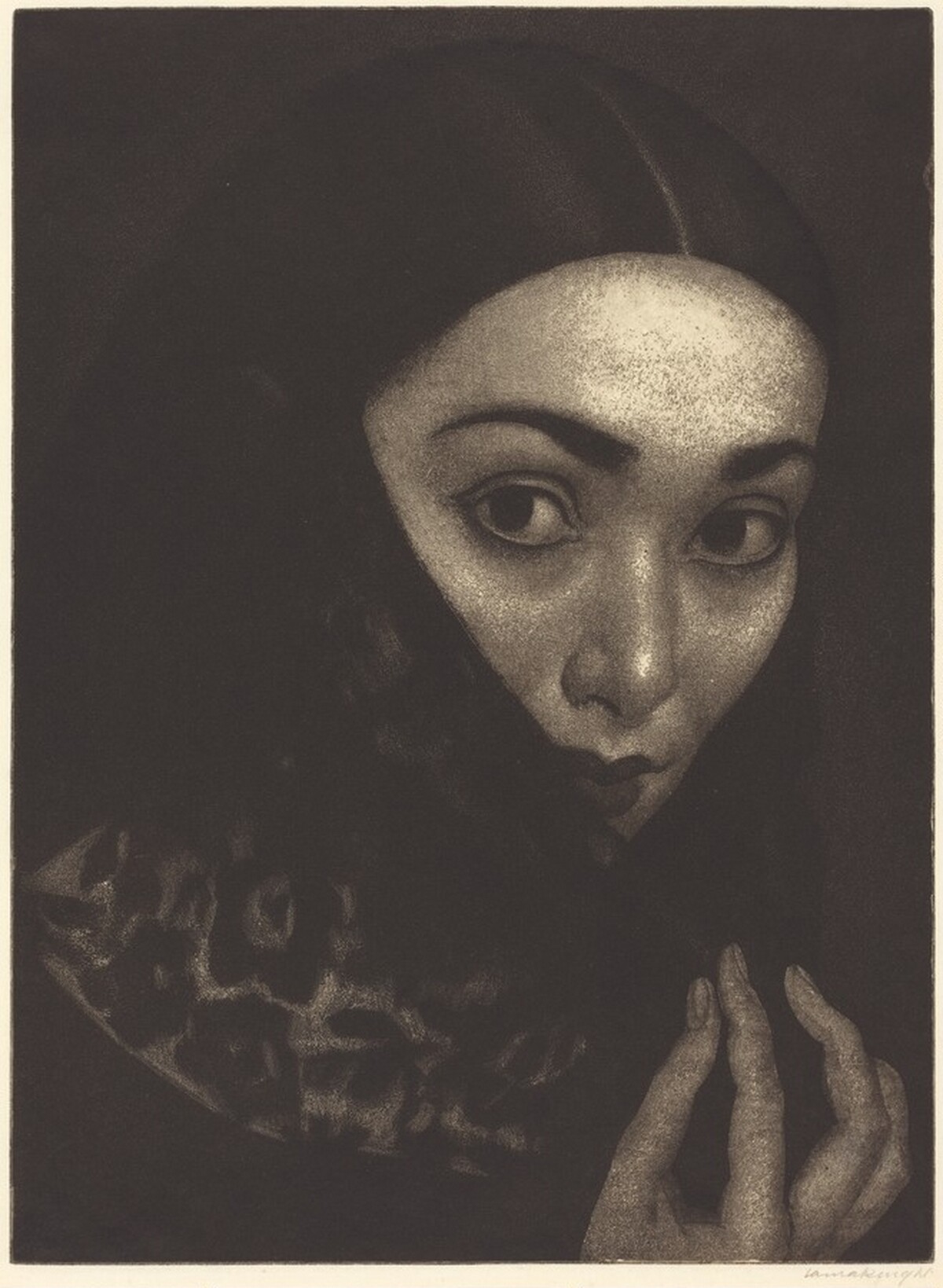 Lady with a Shawl by Laura Knight