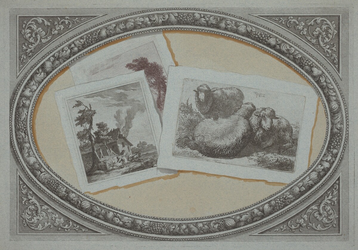 Trompe l'Oeil: Landscapes and Sheep, Using Original Copperplates by Milanese 18th Century, and Francesco Londonio