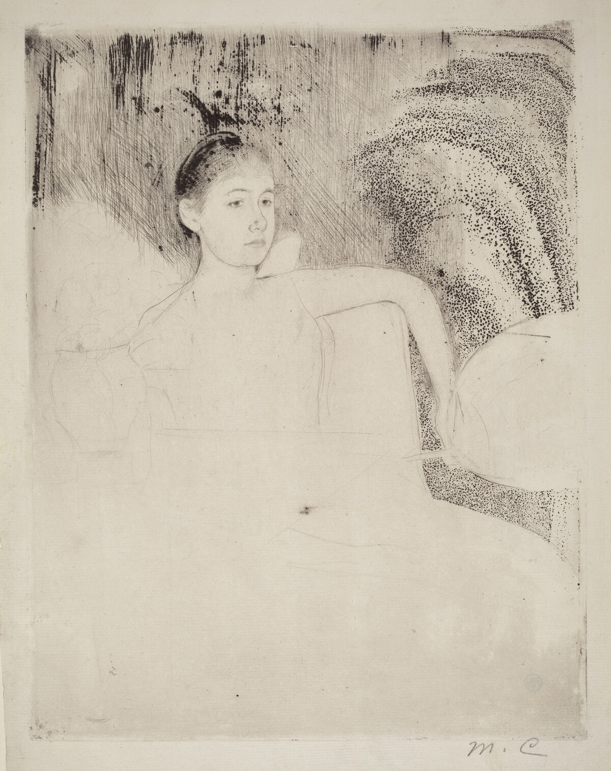 Mimi Holding a Japanese Fan by Mary Cassatt
