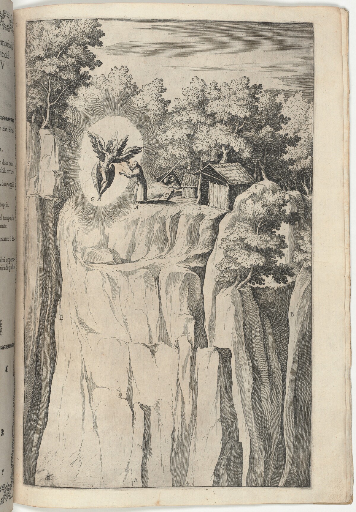 Stigmata of Saint Francis (Stimmate di San Francesco) [plate Y] by Jacopo Ligozzi (artist), Raffaello Schiaminossi (etcher), Lino Moroni (author)