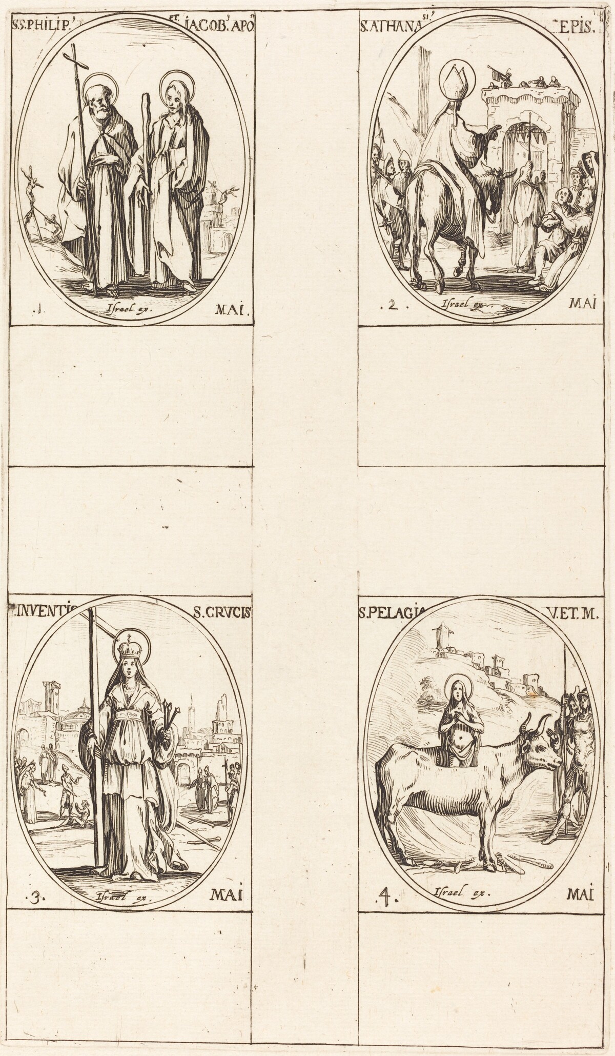St. Philip and James the Less, Apostles; St. Anthanasius; The Invention of the Cross; St. Pelagia by Jacques Callot