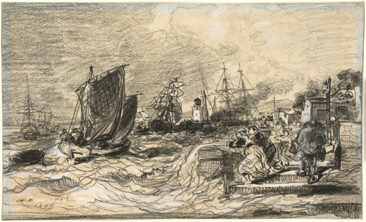 Breton Port with an Approaching Storm by Jules Noël