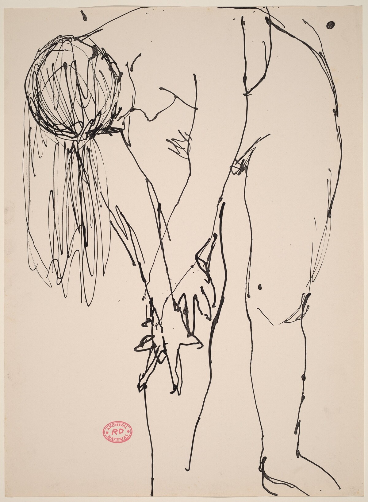 Untitled [female nude bending over and holding right knee] by Richard Diebenkorn