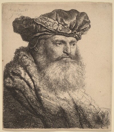 Bearded Man in a Velvet Cap with a Jewel Clasp