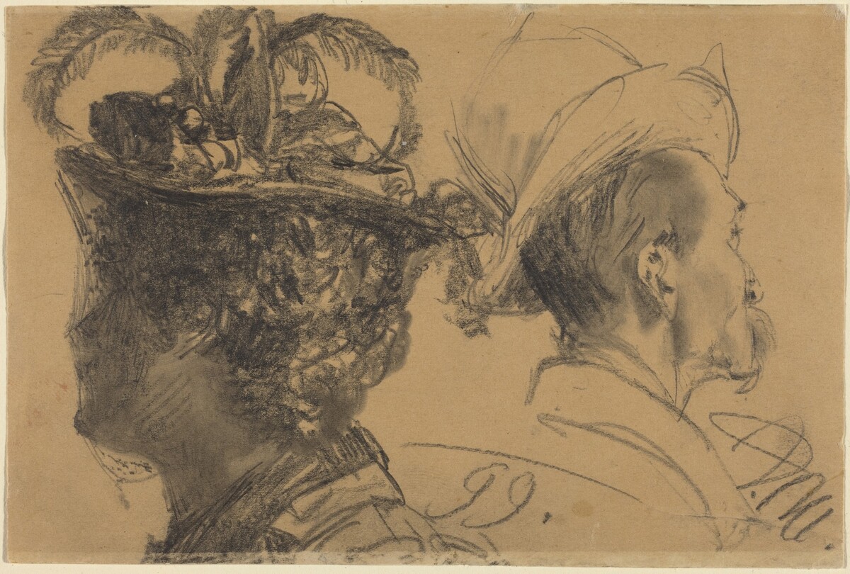 Heads of a Man and a Woman by Adolph Menzel