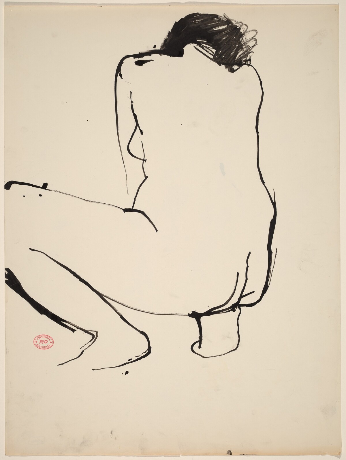 Untitled [squatting female nude turning away] by Richard Diebenkorn