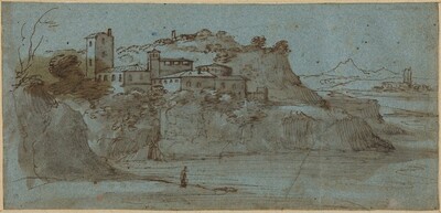 Village atop a River Cliff [recto]