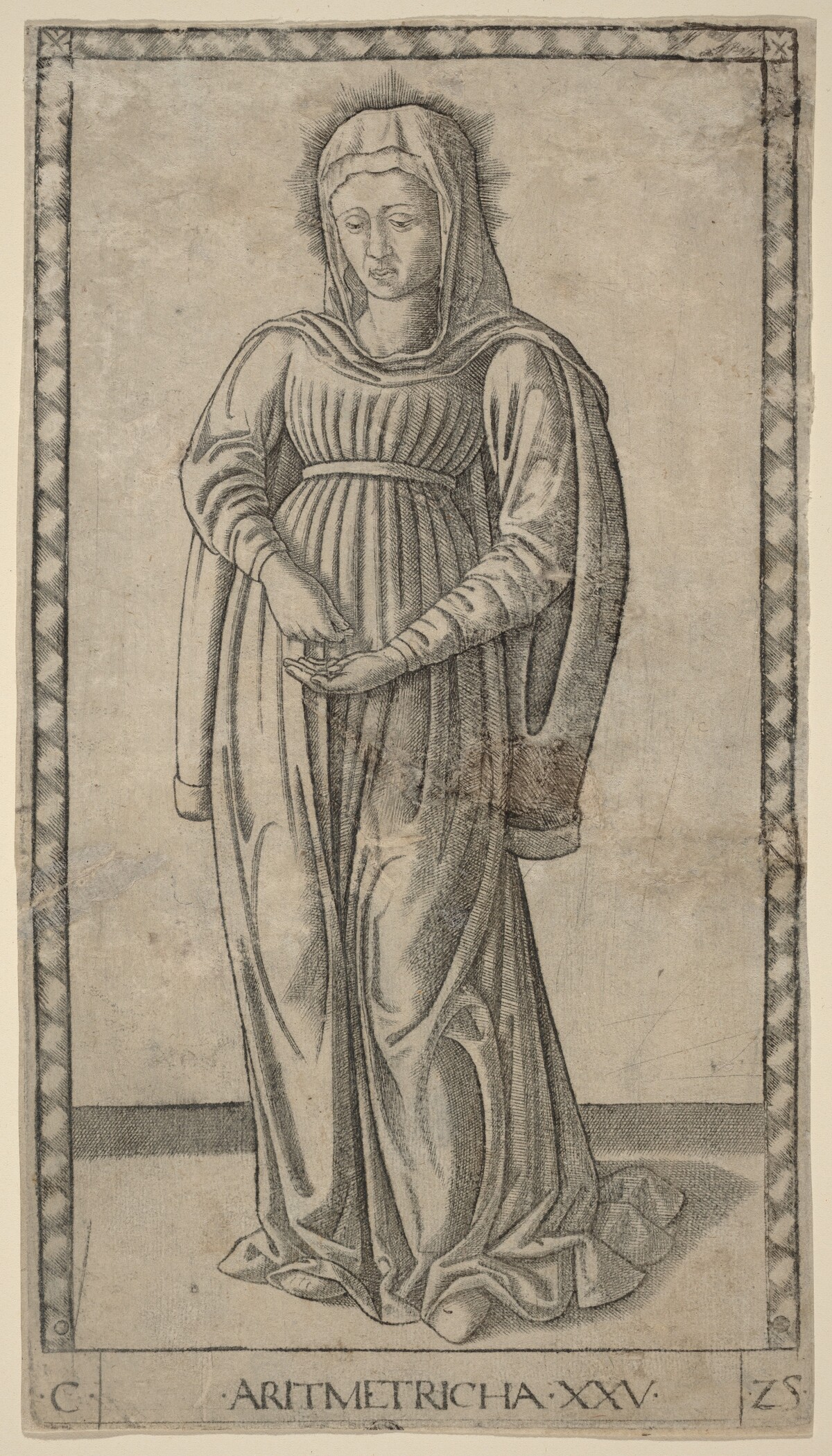 Aritmetricha (Arithmetic) by Master of the E-Series Tarocchi