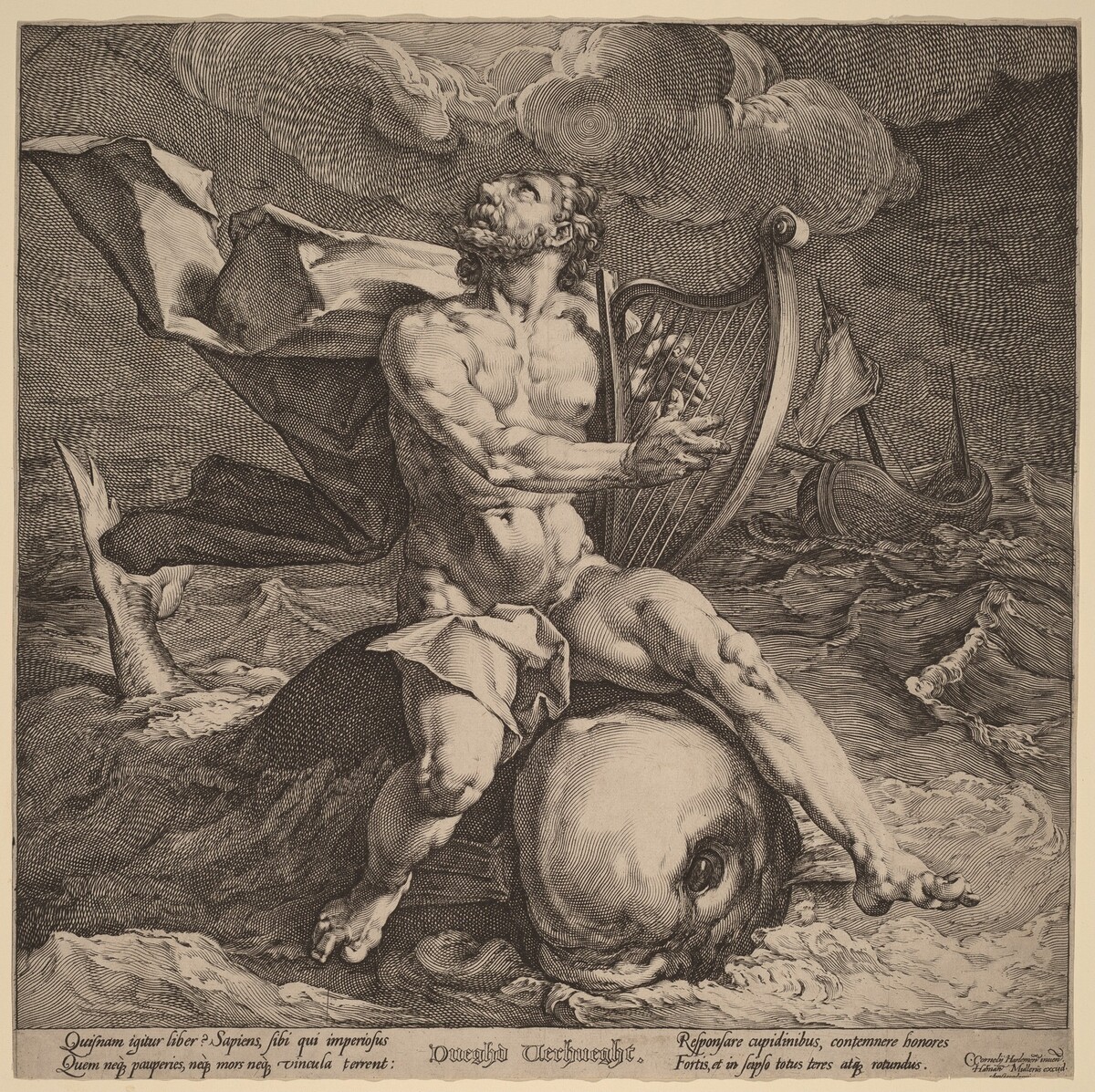 Arion on a Dolphin by Jan Muller, after Cornelis Cornelisz van Haarlem