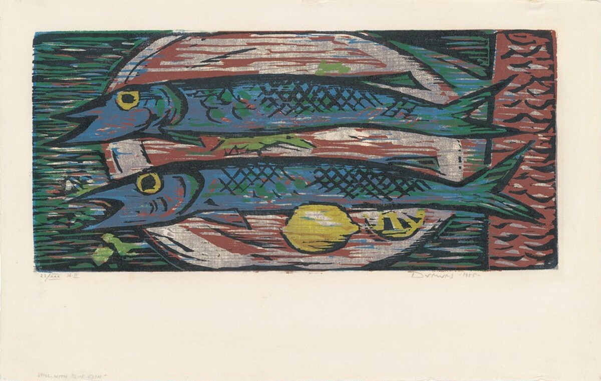 Still Life with Blue Fish by Werner Drewes