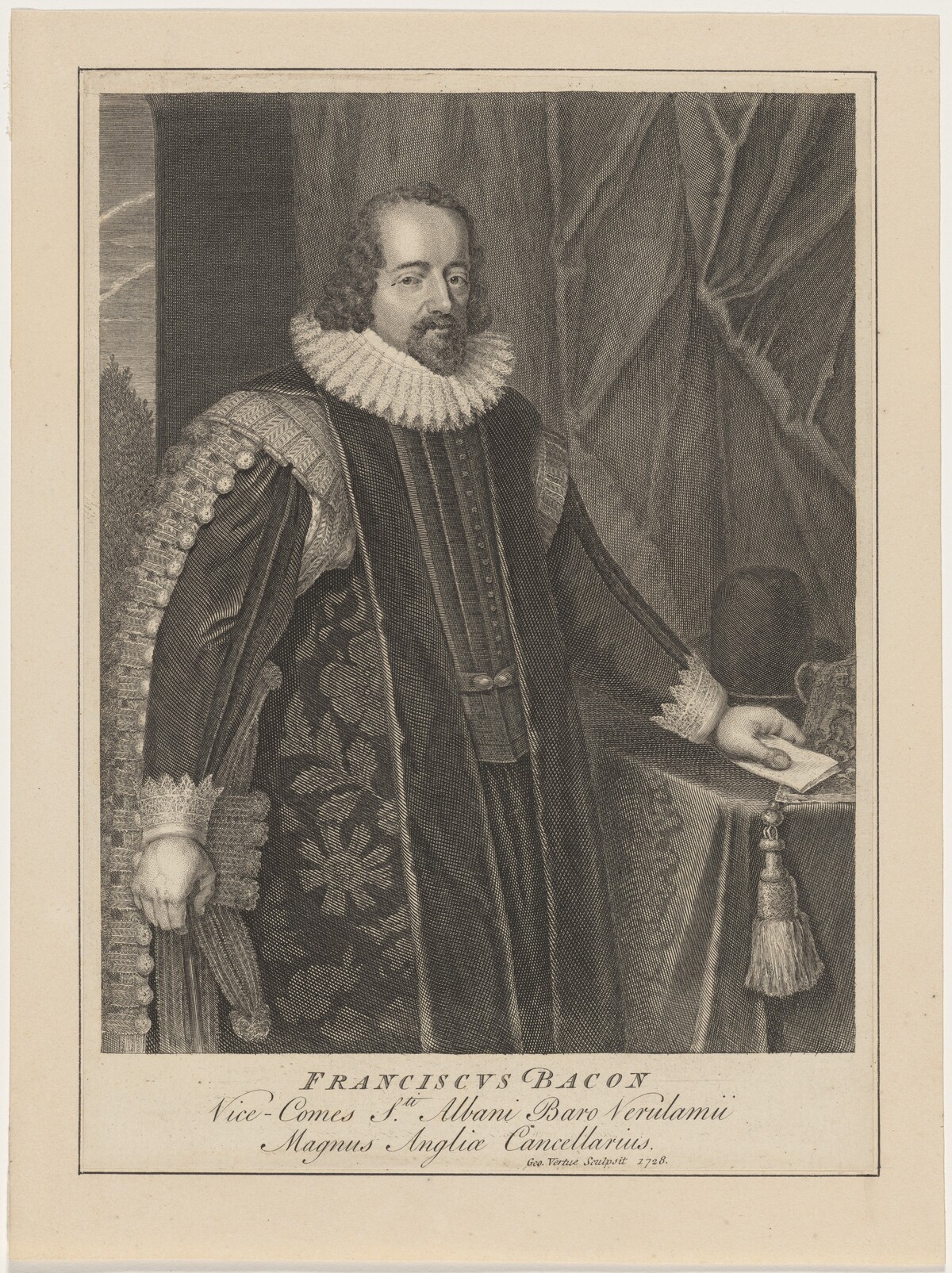 Francis Bacon, Viscount Saint Albans by George Vertue after Paulus van Somer I