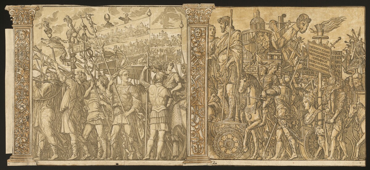 The Triumph of Julius Caesar [no.1 and 2 plus 2 columns] by Andrea Andreani after Andrea Mantegna
