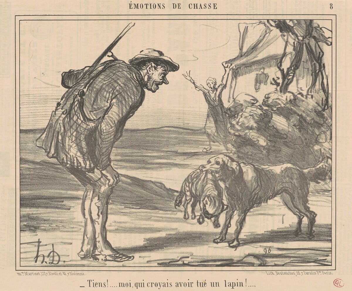 Tiens! Moi, croyais avoir tué un lapin! ... by Honoré Daumier