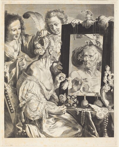 An Old Woman at the Toilet Table