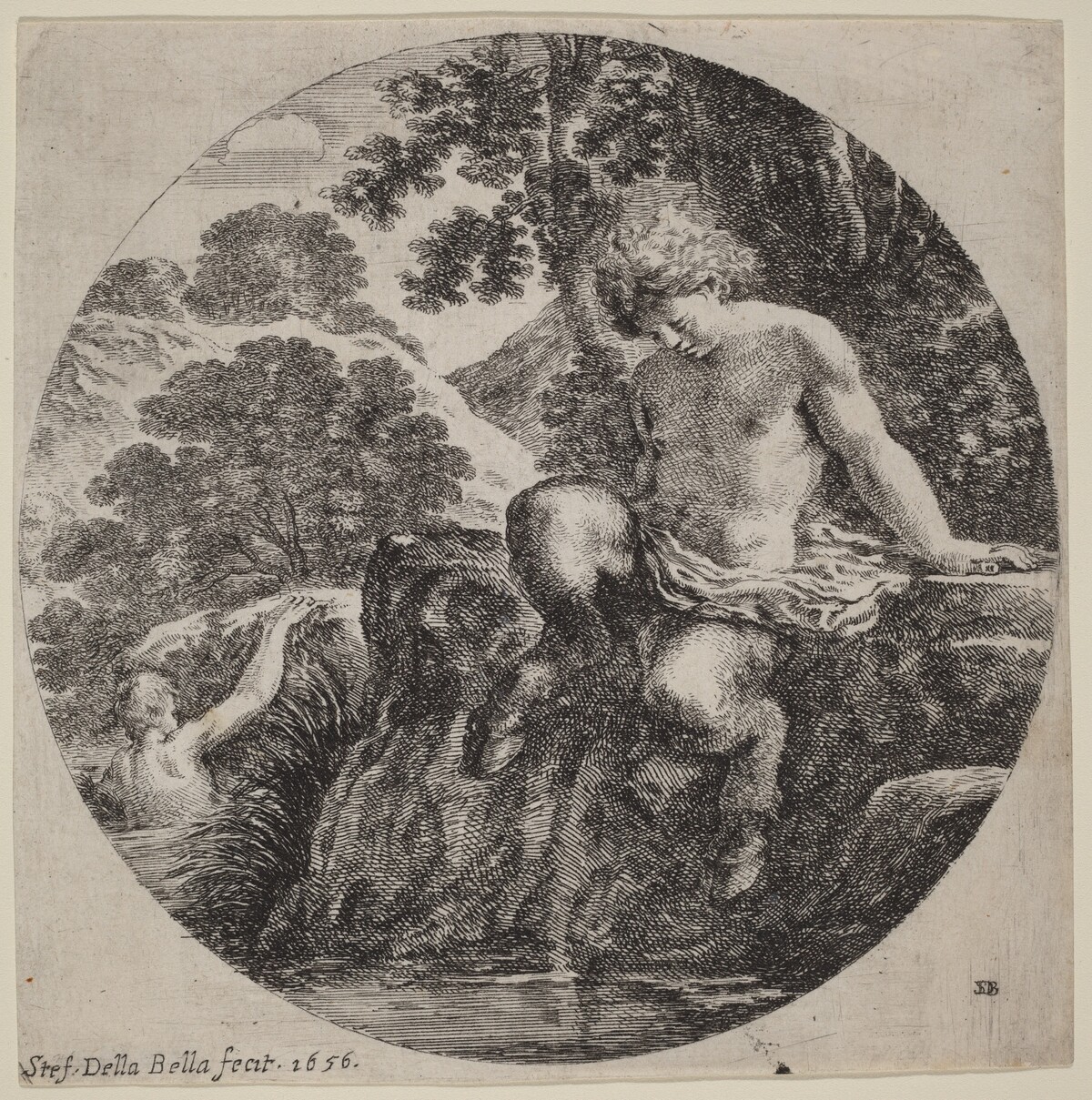Young Satyr at the Bank of a Stream by Stefano Della Bella