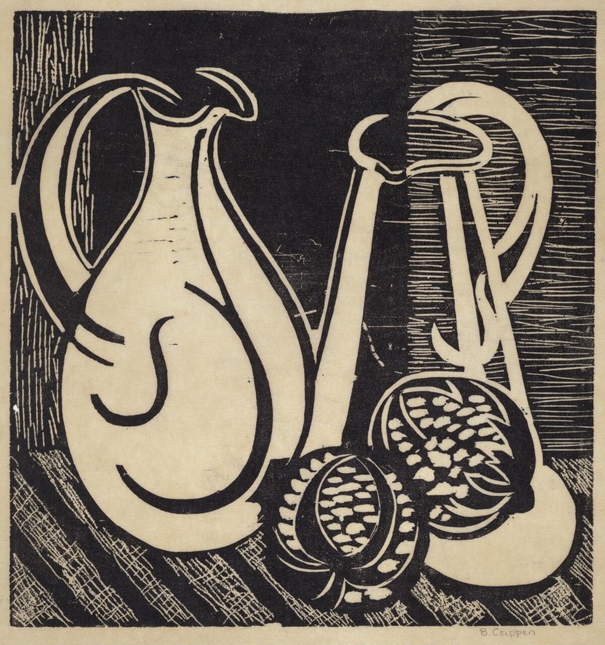 Untitled (Still Life With Two Pitchers and Two Pomegranates) by Unknown