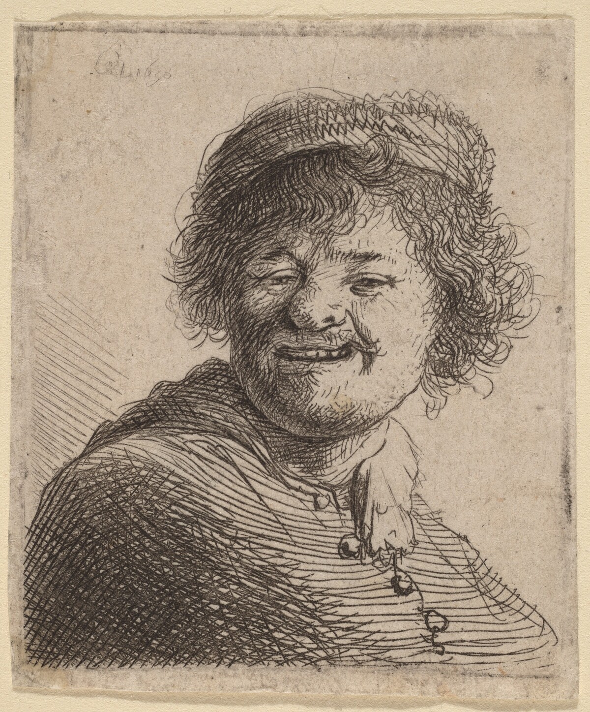 Self-Portrait in a Cap: Laughing by Rembrandt van Rijn