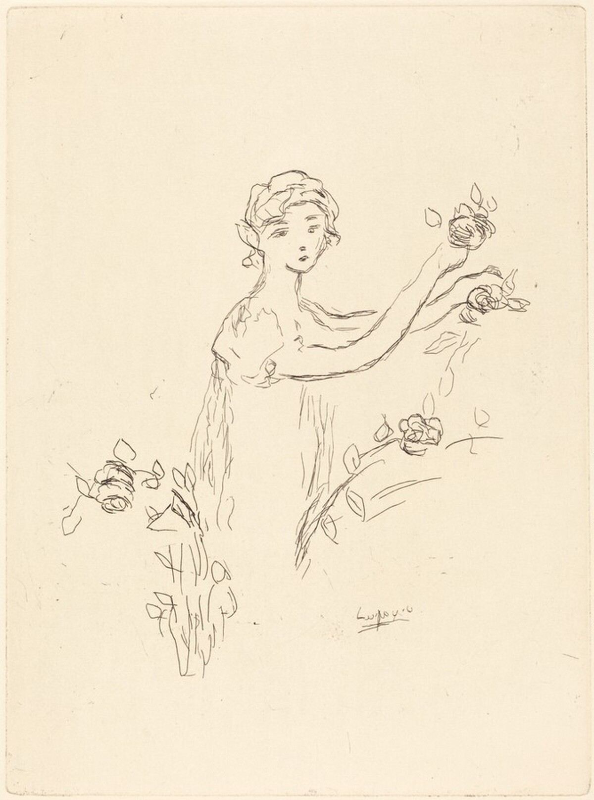 Woman with Flowers in Her Hands by Pierre Laprade