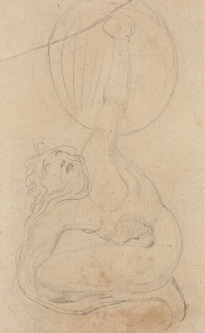 A Crouching Figure Holding a Shield [verso]