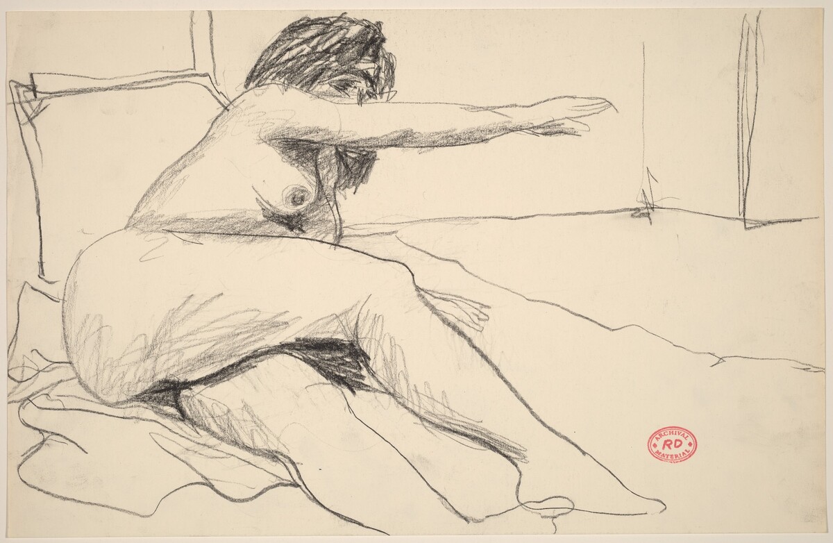 Untitled [relining nude reaching with her left arm] by Richard Diebenkorn