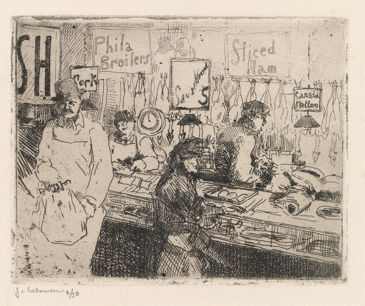 Marché à la Viande, New York (Meat Market, New York) by Jean-Émile Laboureur
