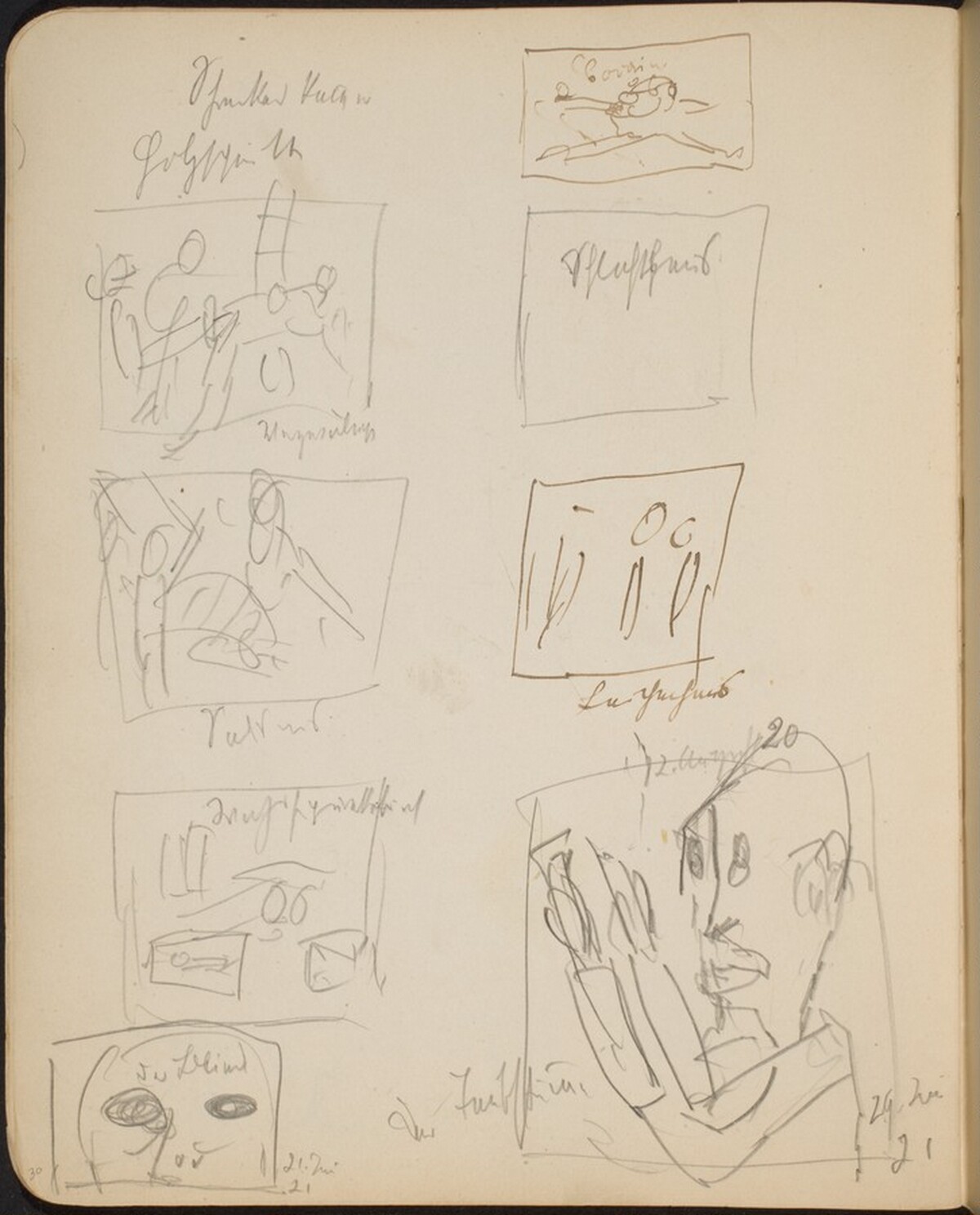 Acht bezeichnete Skizzen (Eight Sketches with Inscriptions) [p. 30] by Max Beckmann