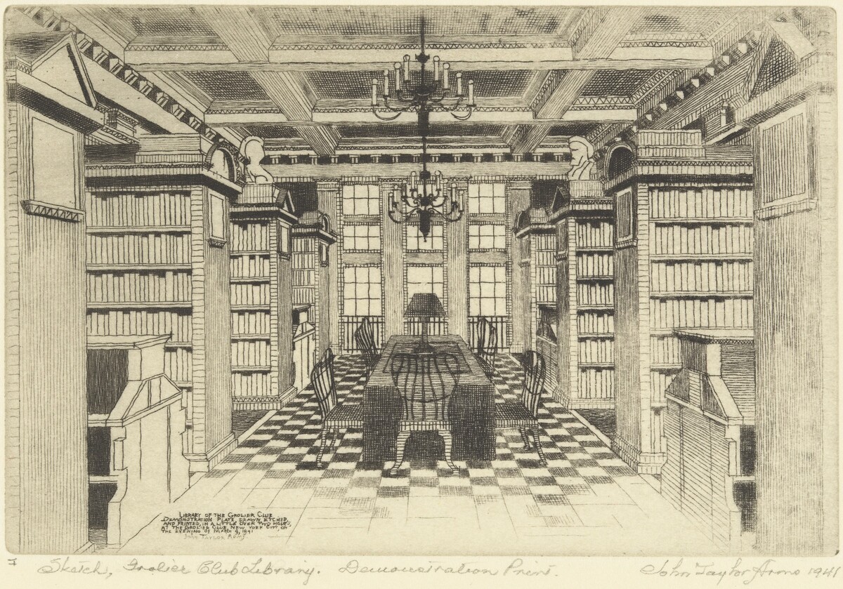 The Grolier Club Library (Sketch) by John Taylor Arms