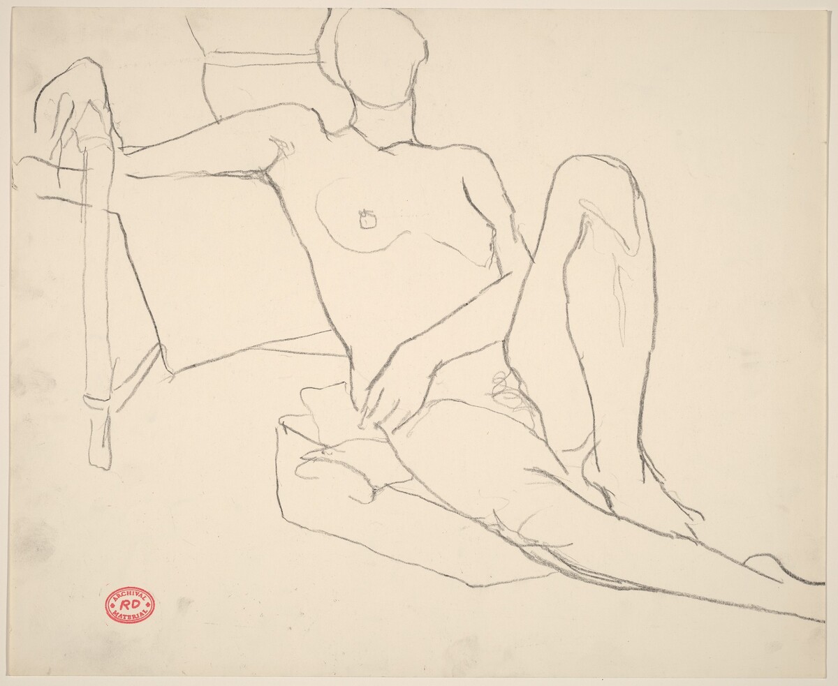 Untitled [female nude seated on a cushion] by Richard Diebenkorn