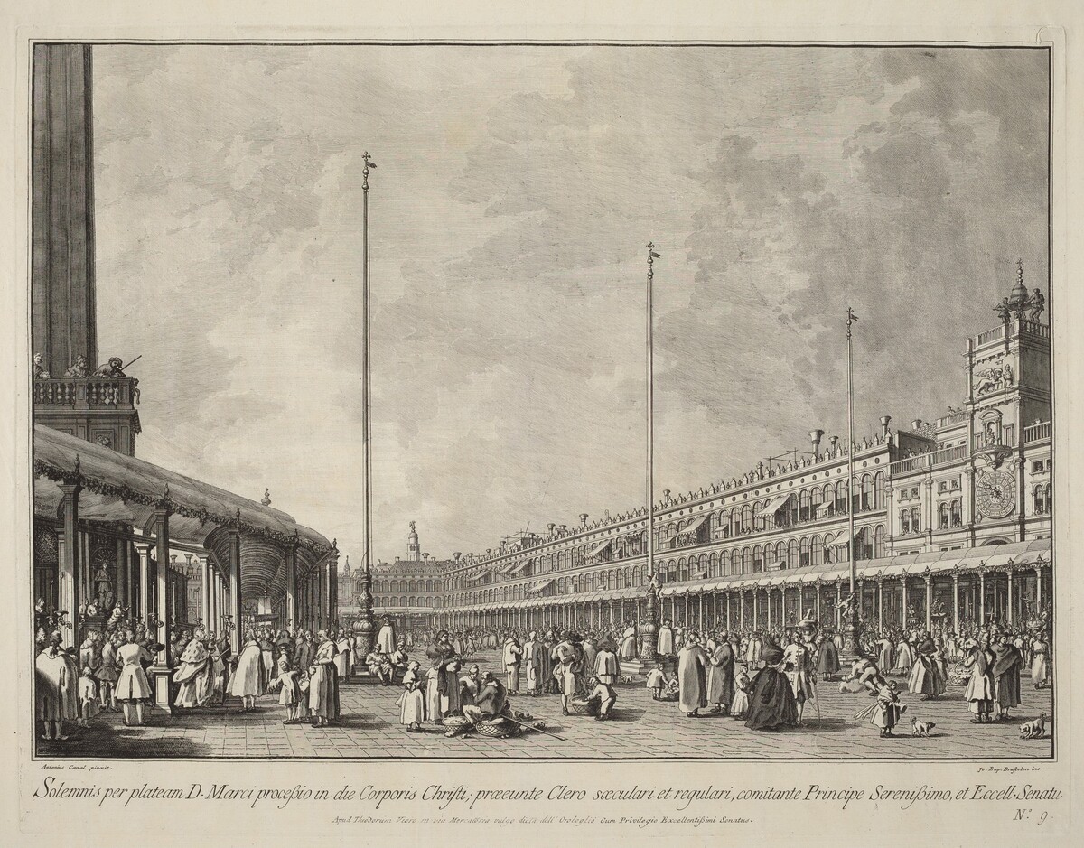 Procession on Corpus Christi Day in the Piazza San Marco by Giovanni Battista Brustolon after Canaletto