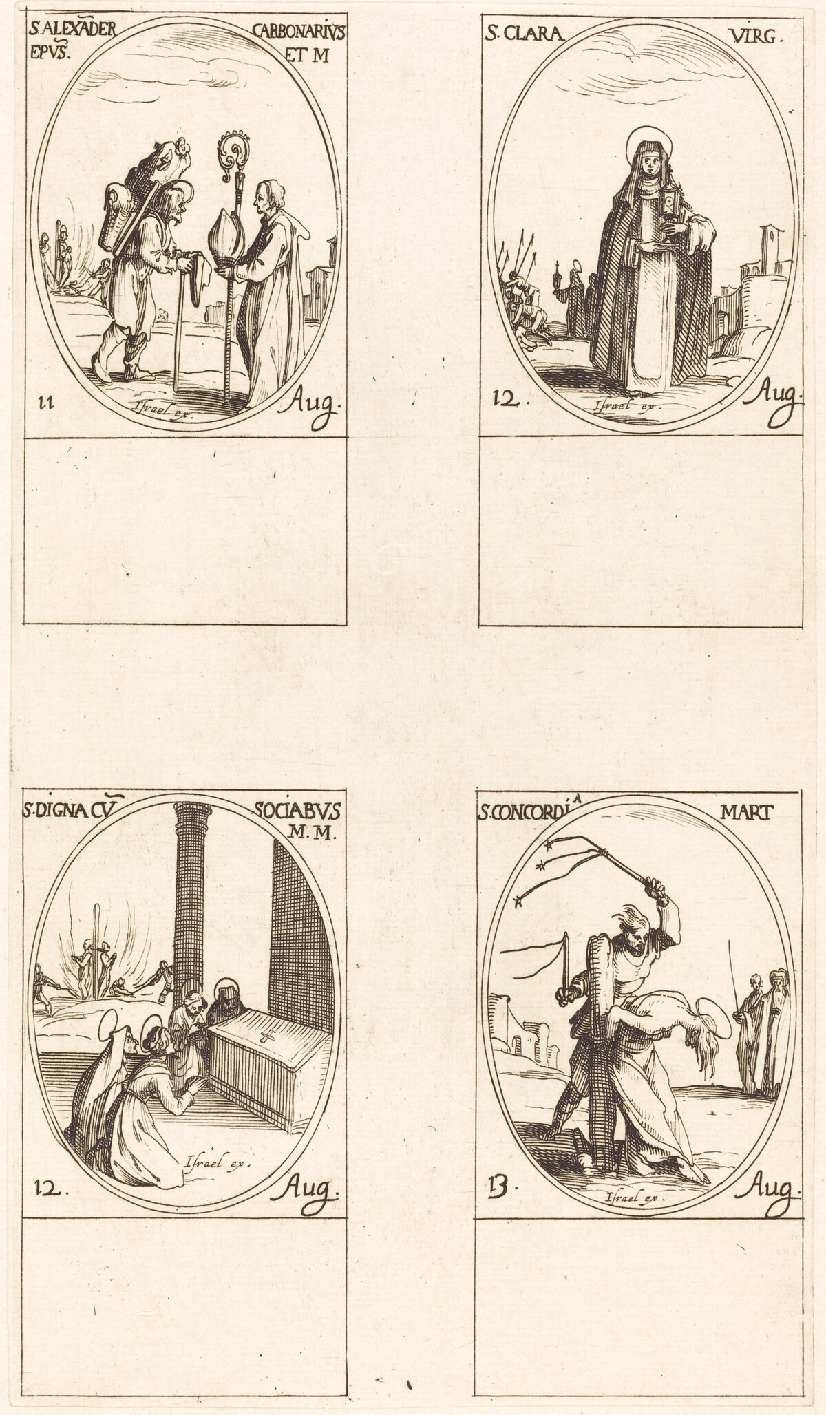 St. Alexander Carbonarius; St. Clare; St. Digna and Companions; St. Concordia by Jacques Callot
