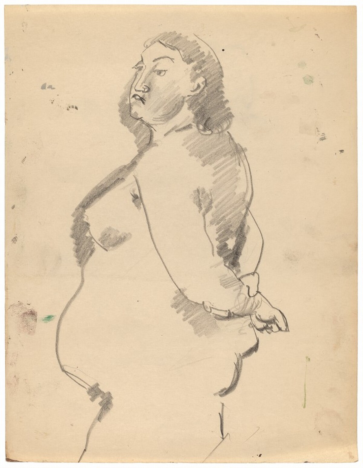 Standing Female Nude Facing Left, Hands Clasped Behind Back by Mark Rothko