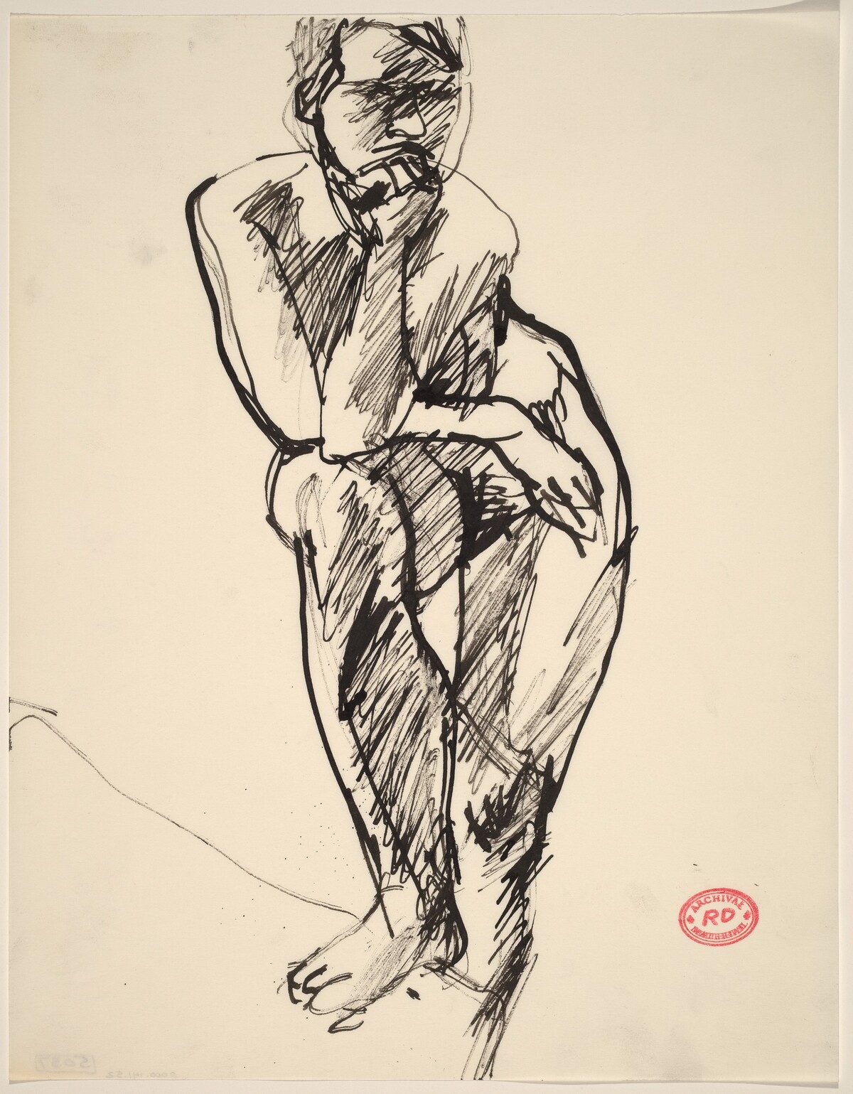 Untitled [standing nude with her right foot on a support] by Richard Diebenkorn